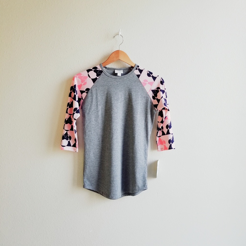 NWT LULAROE Disney Randy Raglan Top, Size XXS